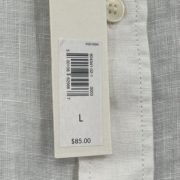 BR Banana Republic Men's Collared‎ Linen Shirt White Large Summer - Picture 3 of 8